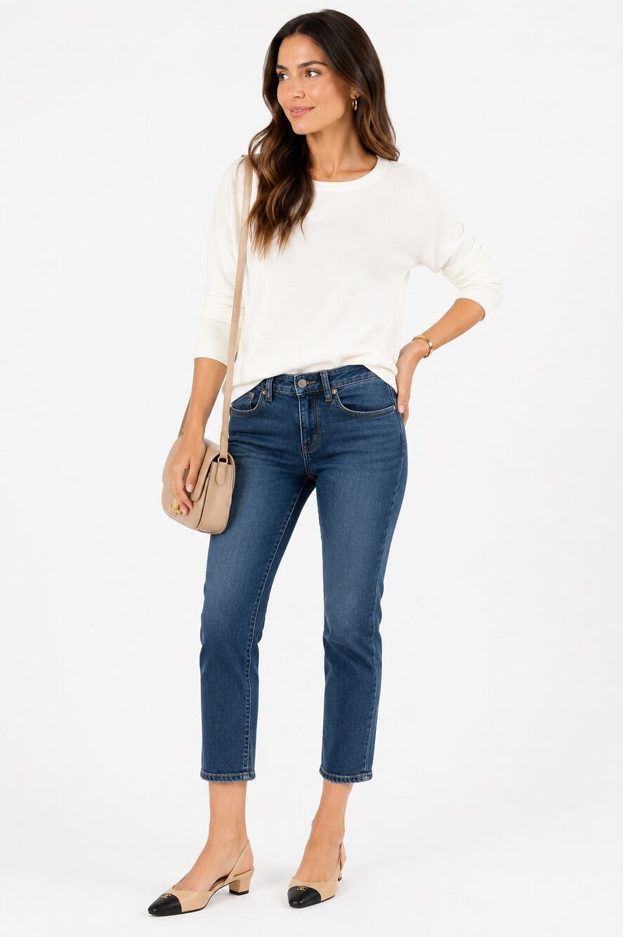 Tory Burch Women’s Cropped Skinny Jeans Dark Wash Mid Rise Denim Size 28